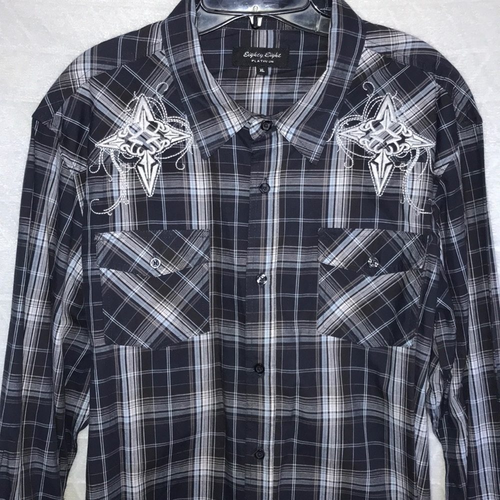 Plaid men’s blue shirt - Picture 1 of 7